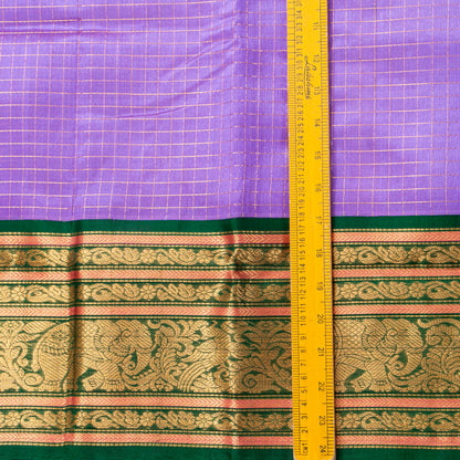 Lilac And Green Kanchi Silk Cotton Saree For Festive Wear VP SC 217