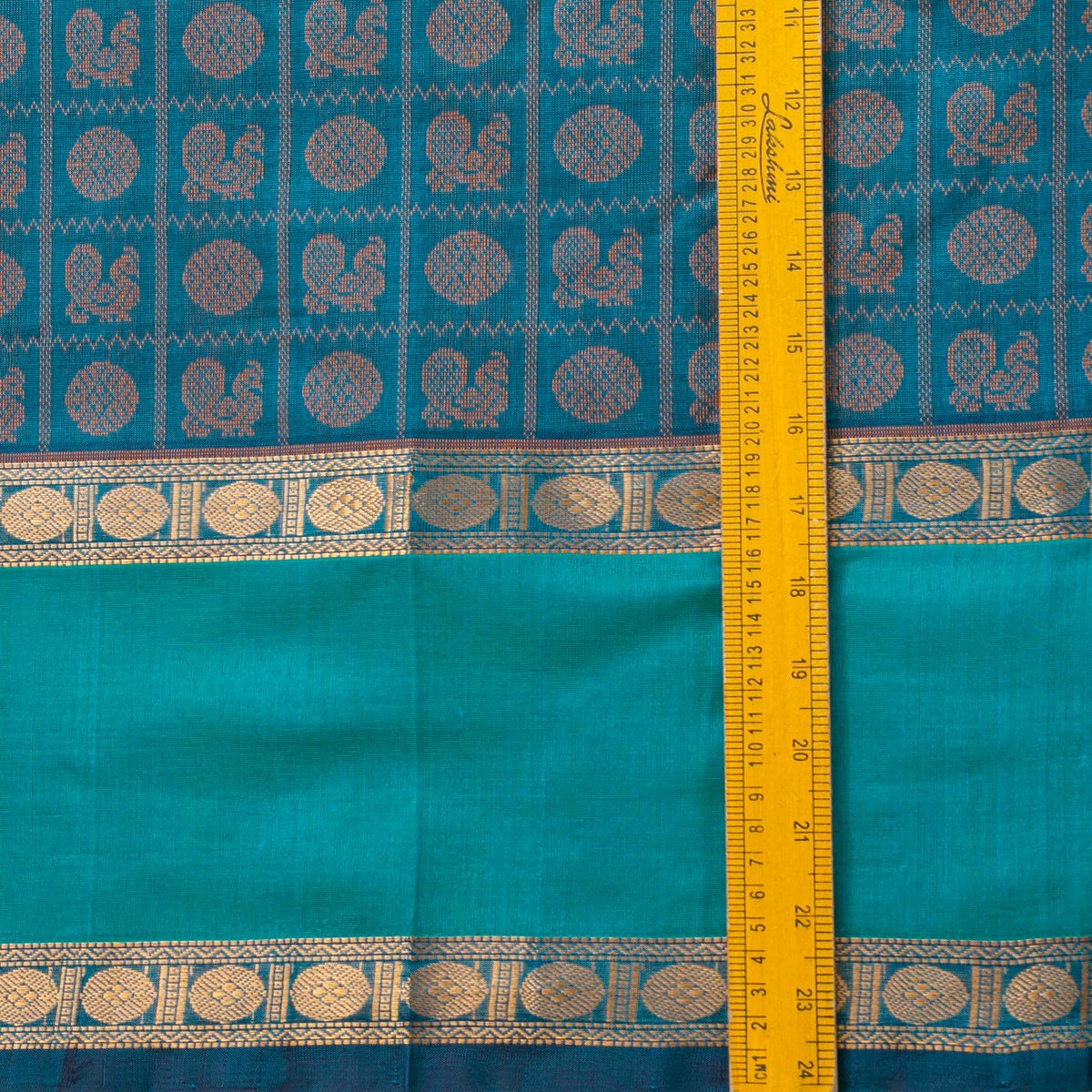Teal And Turquoise Kanchi Silk Cotton Saree For Festive Wear VP SC 191