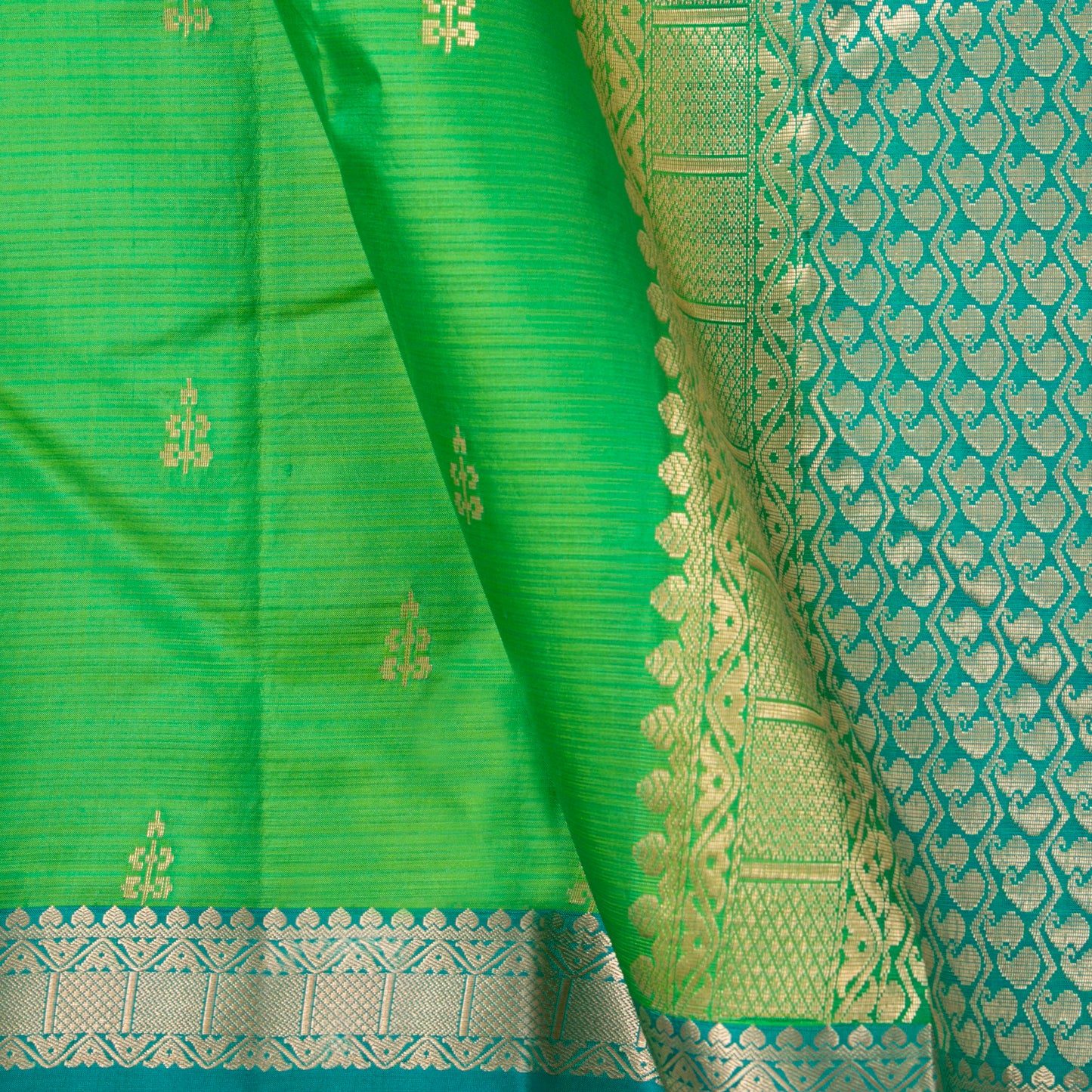 Green And Blue Kanchipuram Soft Silk Saree For Festive Wear PV RSP 213