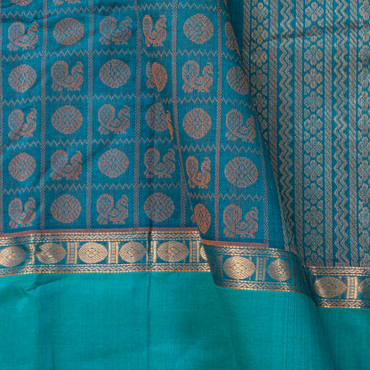 Teal And Turquoise Kanchi Silk Cotton Saree For Festive Wear VP SC 191