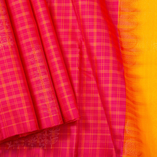 Pink And Yellow Borderless Kanchipuram Soft Silk Saree For Festive Wear PV RSP 223