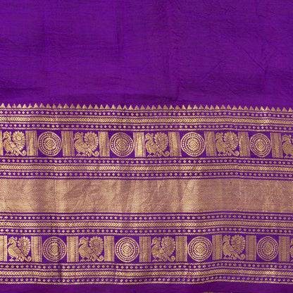 Yellow And Purple Handpainted Kalamkari Kanchipuram Silk Saree With Krishna Leela Theme For Festive Wear VSR KK 109