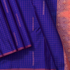 Blue And Pink Borderless Kanchipuram Soft Silk Saree For Festive Wear PV RSP 195