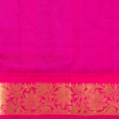 Teal And Magenta Kanchi Silk Cotton Saree For Festive Wear VP SC 215