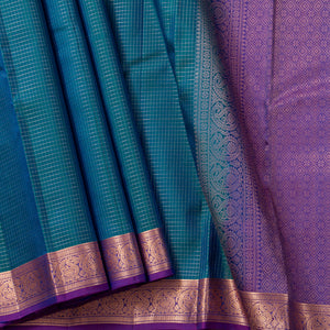 Blue And Purple Kanchipuram Soft Silk Saree For Festive Wear PV RSP 196
