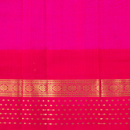 Lavender And Pink Kanchi Silk Cotton Saree With Temple Korvai Border For Festive Wear VP SC 182