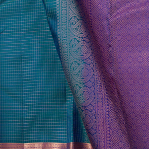 Blue And Purple Kanchipuram Soft Silk Saree For Festive Wear PV RSP 196