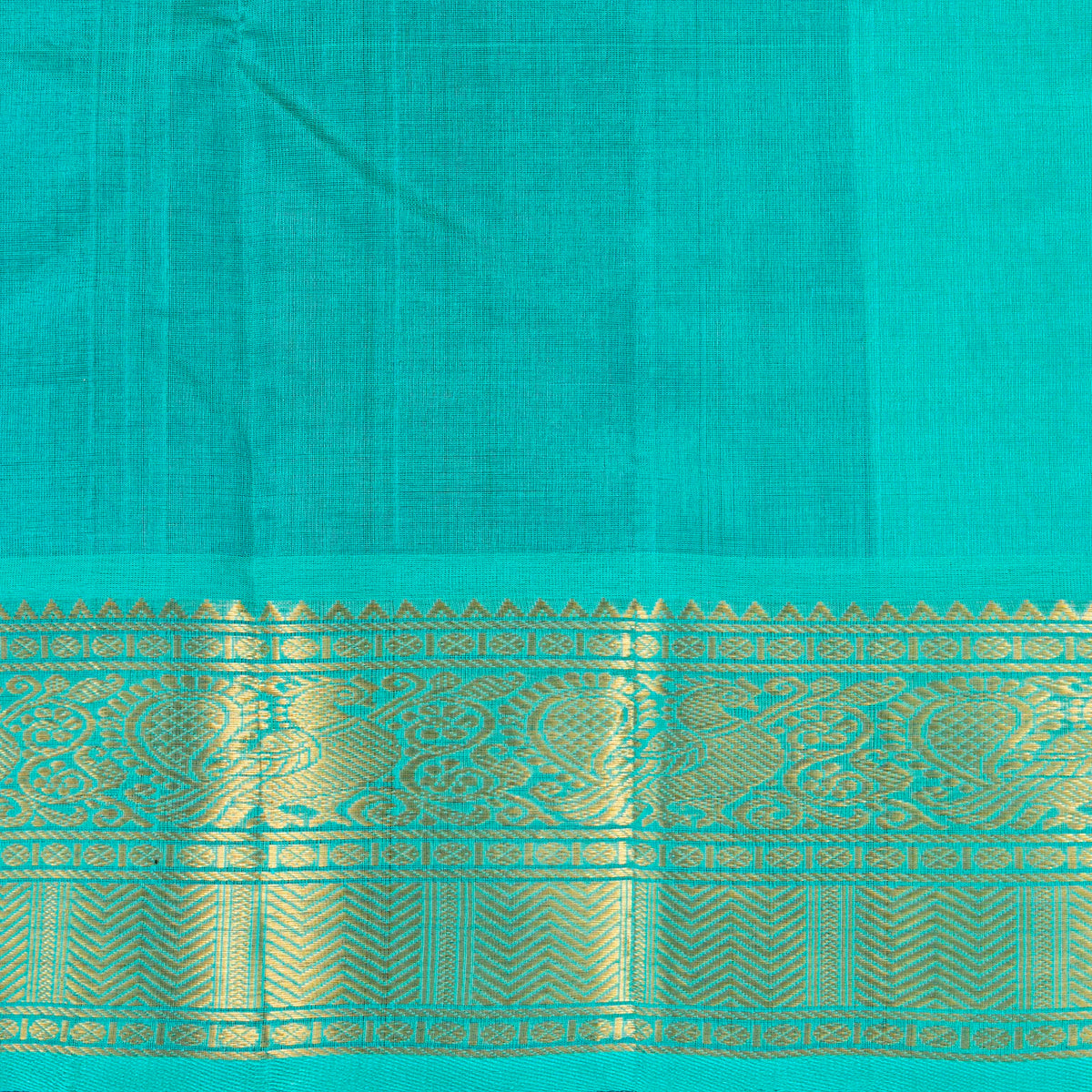 Deep Purple And Turquoise Kanchi Silk Cotton Saree For Festive Wear VP SC 222