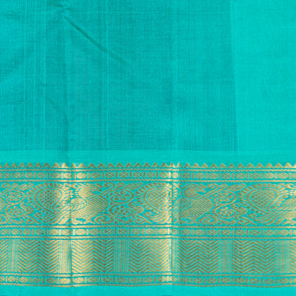 Deep Purple And Turquoise Kanchi Silk Cotton Saree For Festive Wear VP SC 222