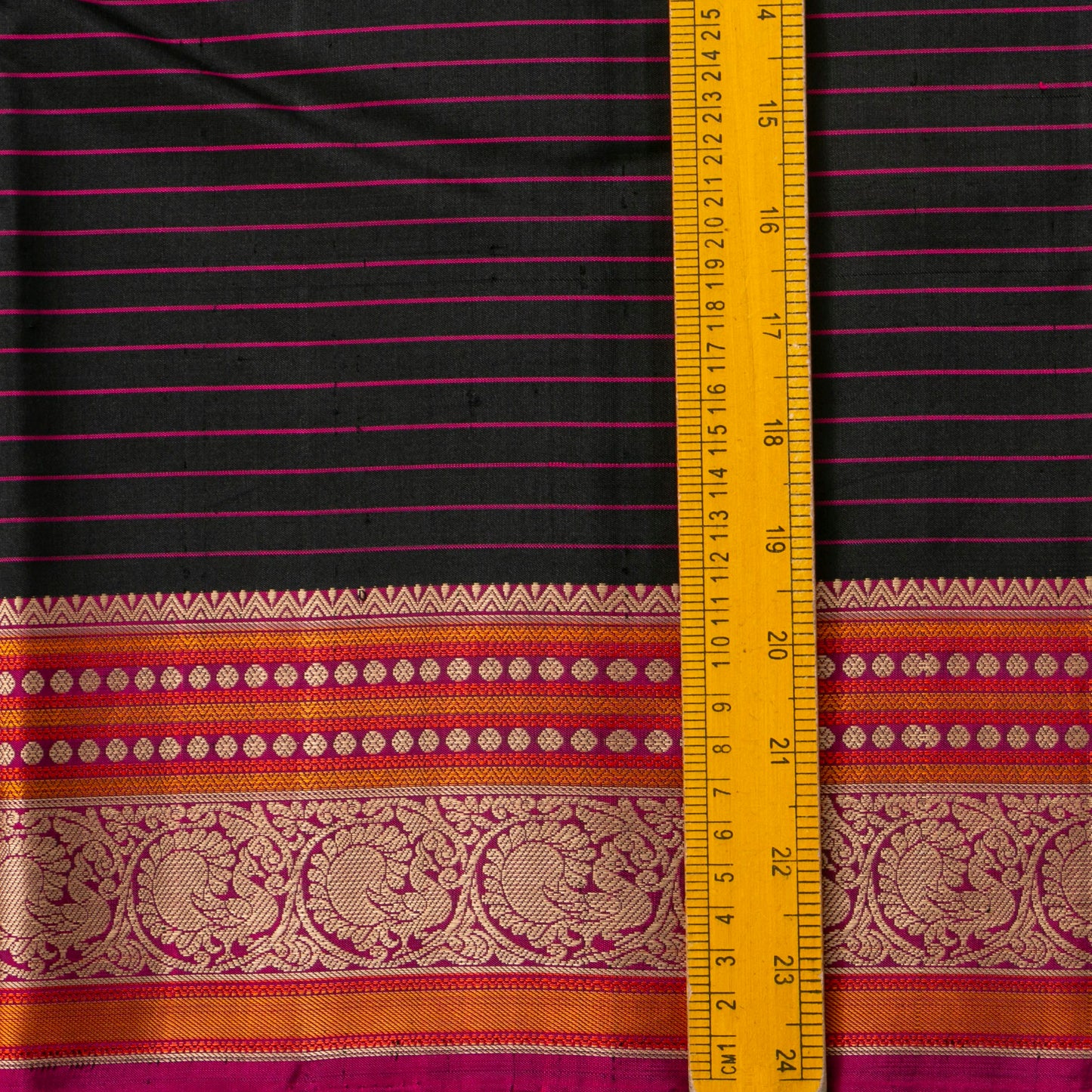 Black And Magenta Kanchipuram Silk Saree No Zari For Festive Wear PV RSP 157
