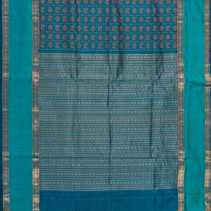 Teal And Turquoise Kanchi Silk Cotton Saree For Festive Wear VP SC 191