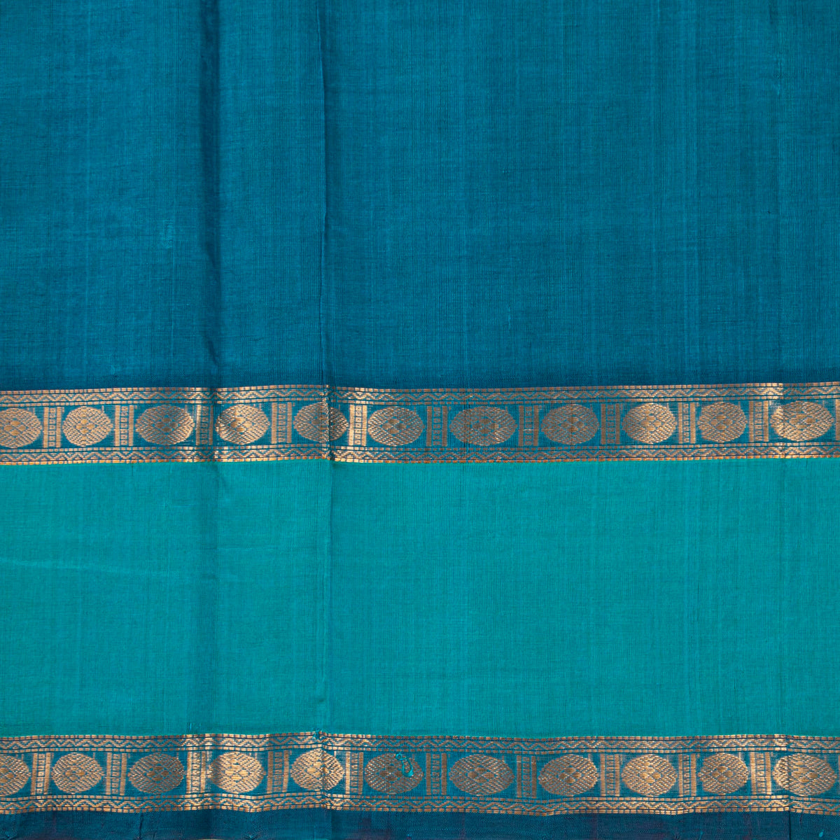 Teal And Turquoise Kanchi Silk Cotton Saree For Festive Wear VP SC 191