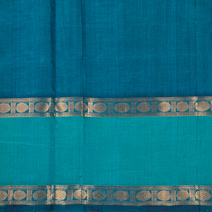 Teal And Turquoise Kanchi Silk Cotton Saree For Festive Wear VP SC 191