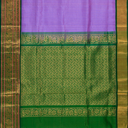 Lilac And Green Kanchi Silk Cotton Saree For Festive Wear VP SC 217