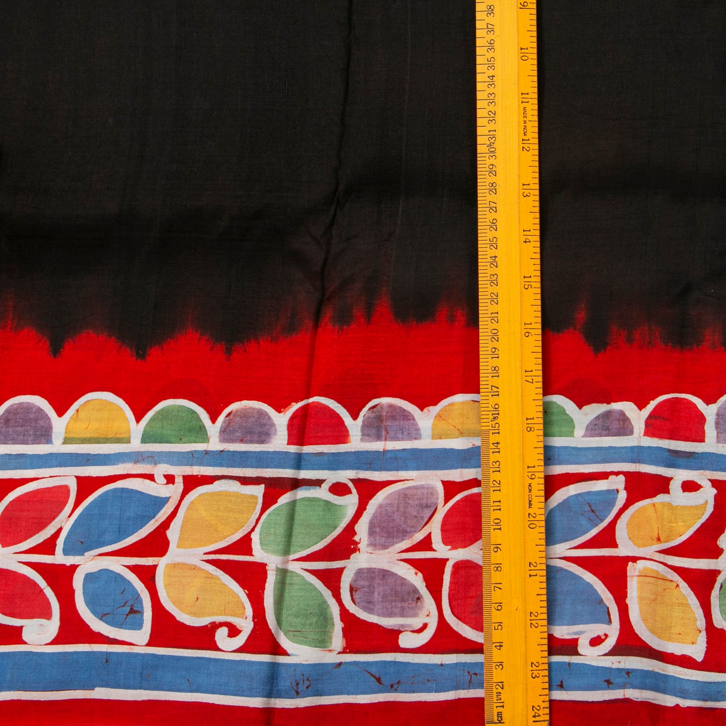 Black And Red Lightweight Batik Silk Saree For Office Wear PB 346