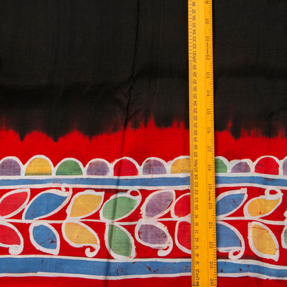 Black And Red Lightweight Batik Silk Saree For Office Wear PB 346