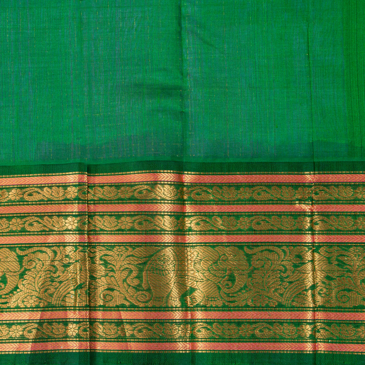 Lilac And Green Kanchi Silk Cotton Saree For Festive Wear VP SC 217