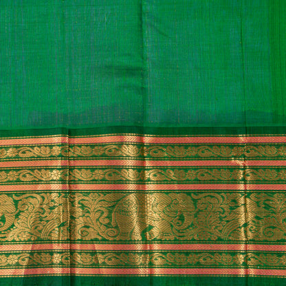 Lilac And Green Kanchi Silk Cotton Saree For Festive Wear VP SC 217