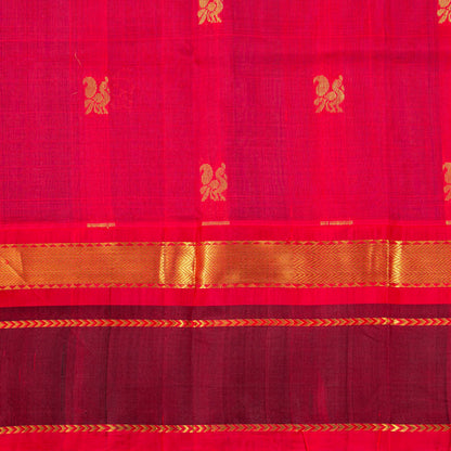 Violet And Red Kanchi Silk Cotton Saree For Festive Wear VP SC 187
