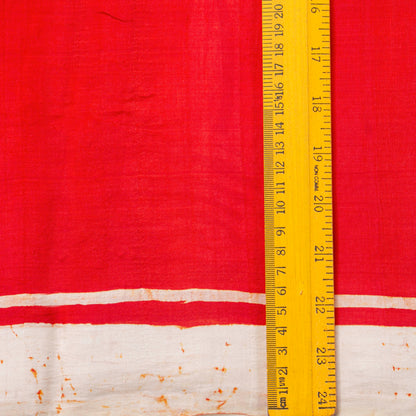 Red Batik Silk Saree With White Floral Designs For Office Wear PB 345