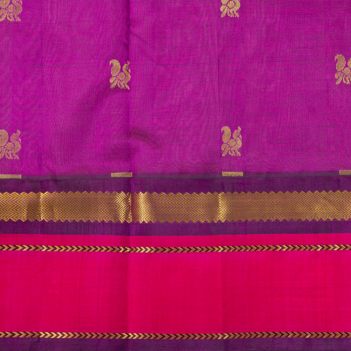 Lotus Pink And Red Kanchi Silk Cotton Saree For Festive Wear VP SC 188