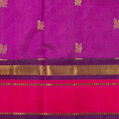 Lotus Pink And Red Kanchi Silk Cotton Saree For Festive Wear VP SC 188