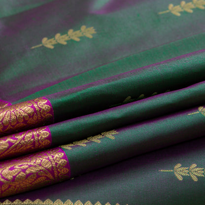 Green And Pink Kanchipuram Soft Silk Saree For Festive Wear PV RSP 217