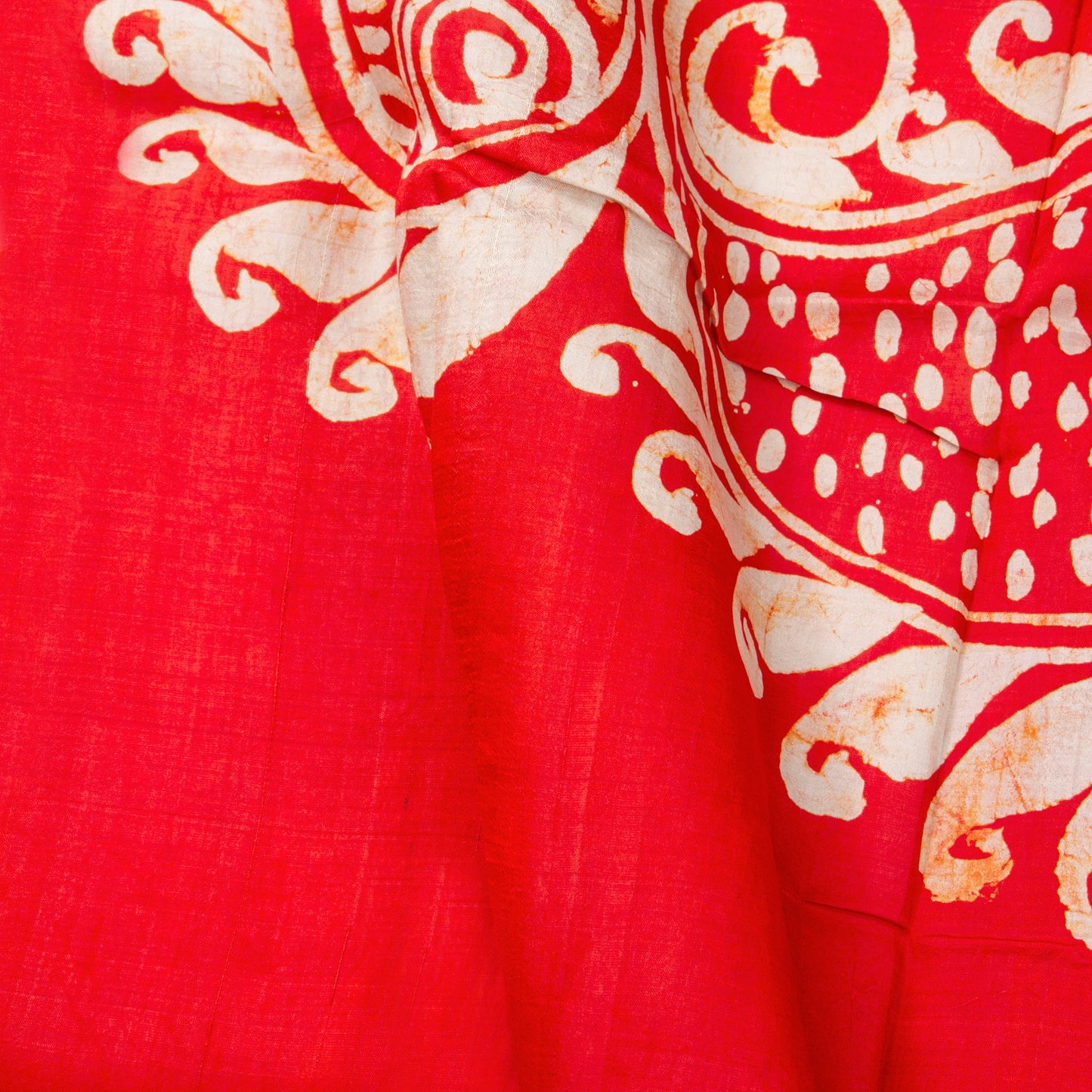 Red Batik Silk Saree With White Floral Designs For Office Wear PB 345