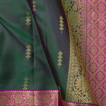 Green And Pink Kanchipuram Soft Silk Saree For Festive Wear PV RSP 217