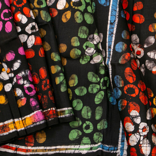 Black Batik Silk Saree For Office Wear PB 344