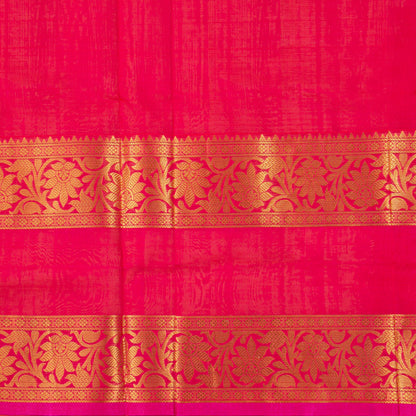 Yellow And Pink Kanchi Silk Cotton Saree With Zari Checks For Festive Wear VP SC 201