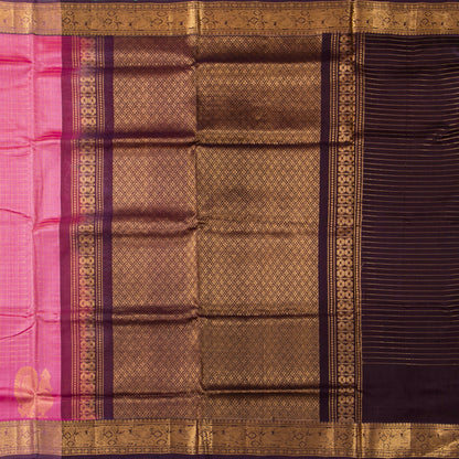 Pink And Deep Purple Kanchi Silk Cotton Saree For Festive Wear VP SC 220