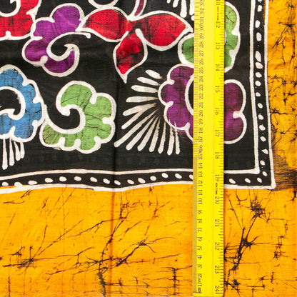 Black And Yellow Ochre Batik Silk Saree For Office Wear PB 343