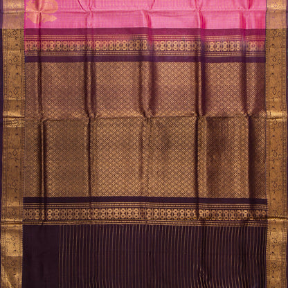 Pink And Deep Purple Kanchi Silk Cotton Saree For Festive Wear VP SC 220