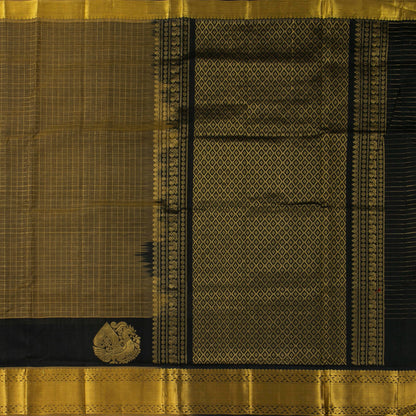 Mustard And Black Kanchi Silk Cotton Saree For Party Wear VP SC 221