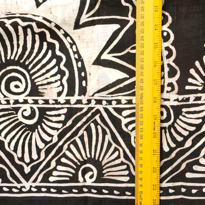 Yellow And Black Batik Silk Saree For Office Wear PB 348