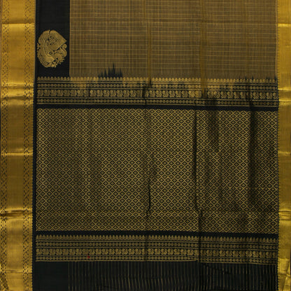 Mustard And Black Kanchi Silk Cotton Saree For Party Wear VP SC 221