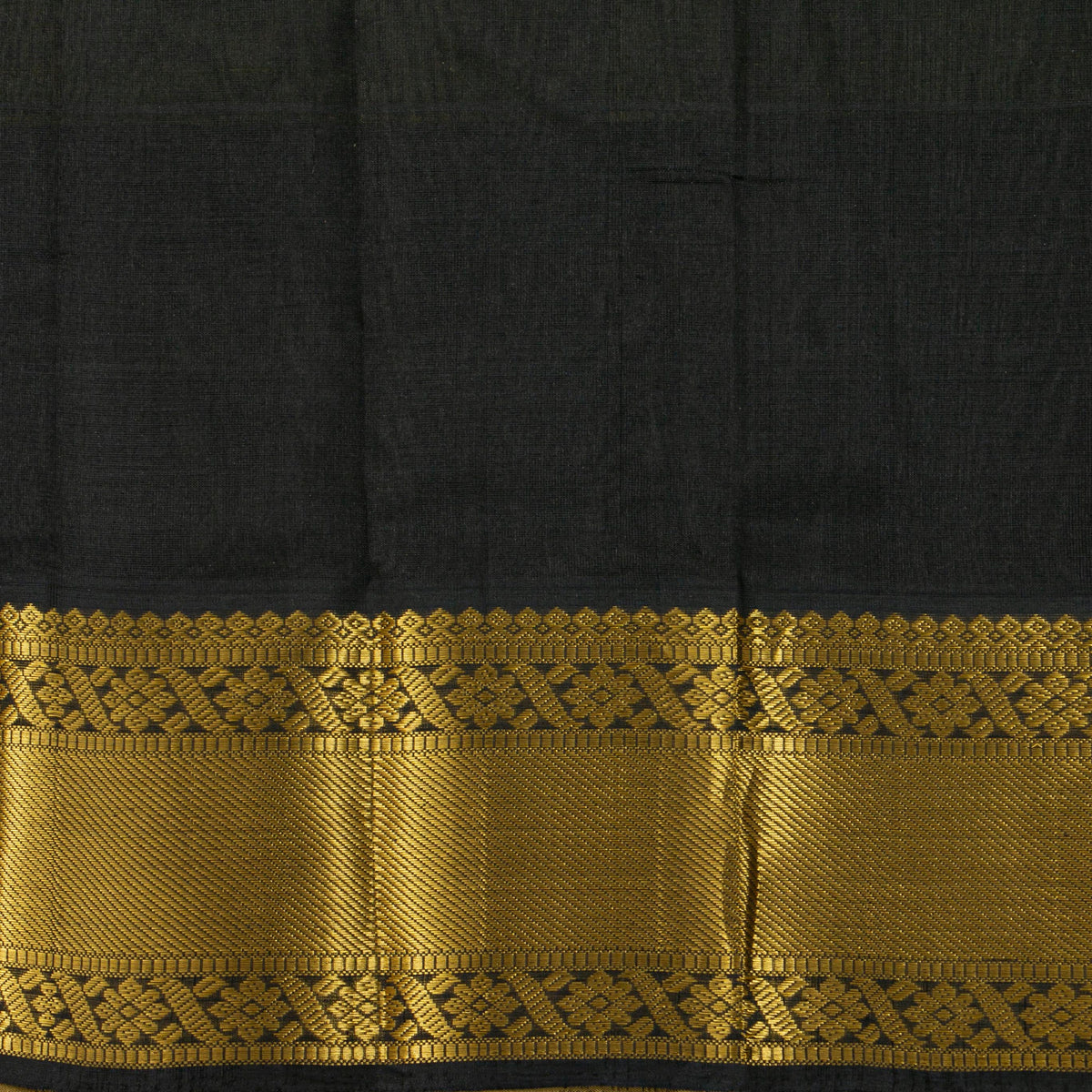 Mustard And Black Kanchi Silk Cotton Saree For Party Wear VP SC 221