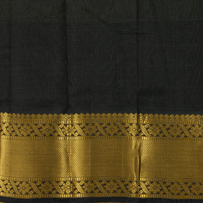 Mustard And Black Kanchi Silk Cotton Saree For Party Wear VP SC 221