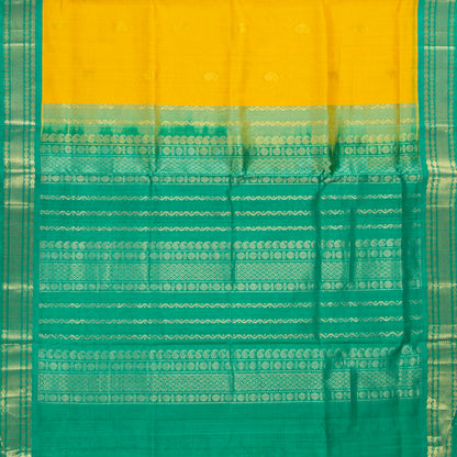 Yellow And Sea Green Kanchi Silk Cotton Saree For Festive Wear VP SC 193