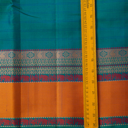 Mayilkazhuthu Blue Kanchipuram Silk Saree No Zari For Festive Wear PV RSP 226