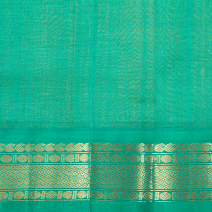 Yellow And Sea Green Kanchi Silk Cotton Saree For Festive Wear VP SC 193
