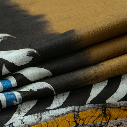 Brown And Black Lightweight Batik Silk Saree For Office Wear PB 338