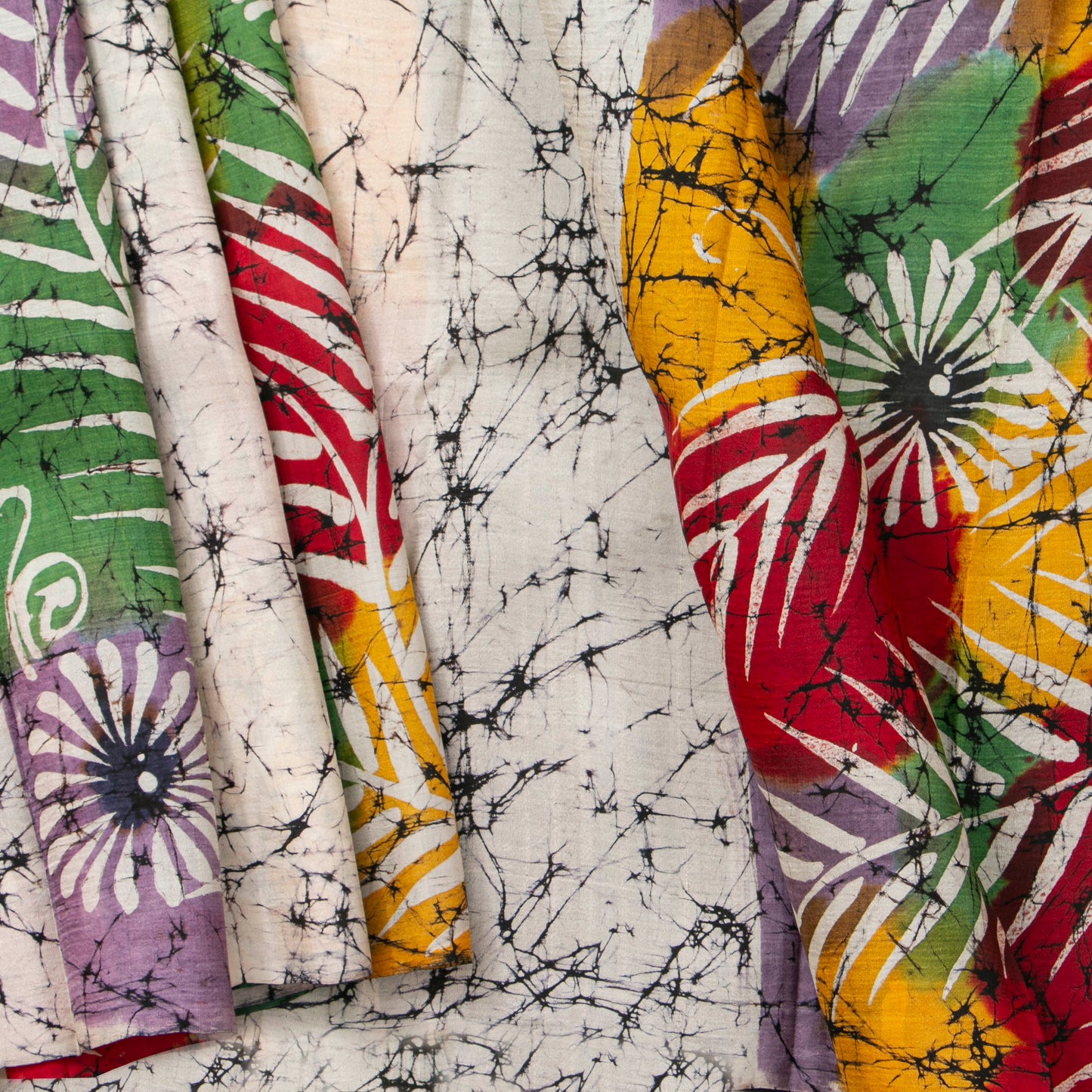 Off White Light Weight Borderless Batik Silk Saree For Office Wear PB 337