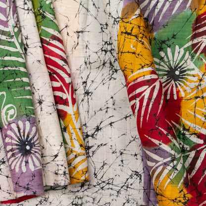 Off White Light Weight Borderless Batik Silk Saree For Office Wear PB 337