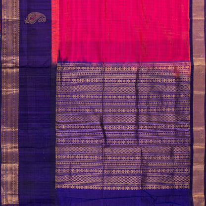 Pink And Blue Kanchi Silk Cotton Saree For Festive Wear VP SC 251