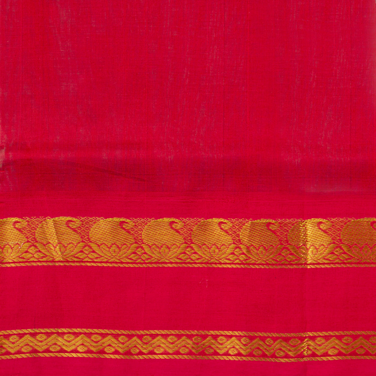 Turquoise Blue And Red Kanchi Silk Cotton Saree For Festive Wear VP SC 210