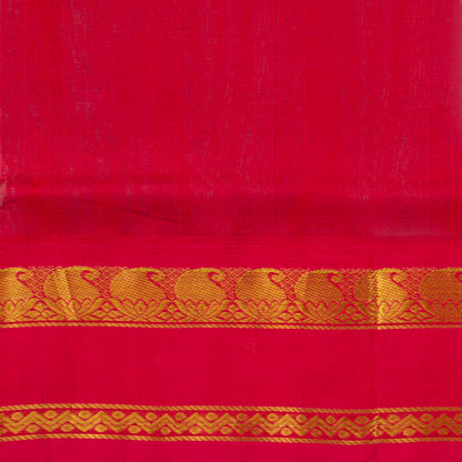 Turquoise Blue And Red Kanchi Silk Cotton Saree For Festive Wear VP SC 210