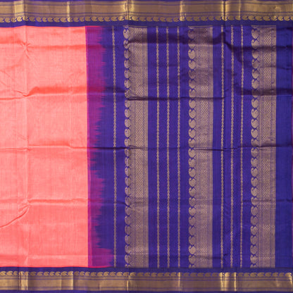 Pink And Violet Kanchi Silk Cotton Saree For Festive Wear VP SC 211