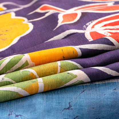 Purple And Red Lightweight Batik Silk Saree With Saraswati Themed Pallu For Office Wear PB 336